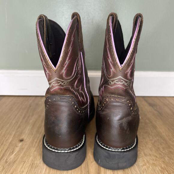 Justin Gypsy Women’s 10 Boots Steel Toe Western Cowgirl Brown Pink Work WKL9980 - Picture 6 of 9